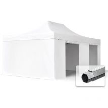 4x6 m Tente pliante - Alu, anti-feu, côtés sans fenêtre, blanc - Toolport