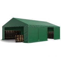 Toolport Tente de stockage 5x8 m abri bâche pvc 700 n imperméable vert foncé