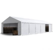 Toolport Tente de stockage 6x12 m abri bâche pvc 700 n imperméable blanc