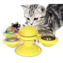 Interactive Cat Catnip Toy for Indoor Cats, Windmill Cat Toy with Ball & Lighting Ball, Cat Turntable Teasing Interactive Toy, Funny Kitten Windmill