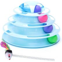 Longziming - Interactive Cat Toy, Cat Toy, Four Ball Runway, Triple Layers Lap Track Cat Toy Companion Cat Toy (25 x 16.5cm)