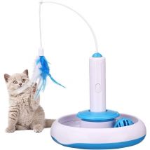 Interactive indoor cat toy with 360° electrically rotating spring toys and ringing bell, ball, intelligence toy, play enclosure (including