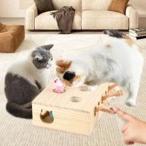 Interaktives Katzenspielzeug Aus Holz – Maulwurf, Maus Und 5-loch-puzzlebox-design Für Indoor-spiele, Jagd Und Bewegung