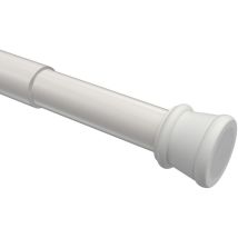 Interdeco Spannstange Ausdrehbar, Klemmstange Mit Gummistopfen 26/23 Mm Aus Metall Und Kunststoff, Ohne Bohren, Weiß, Für Gardinen Und Duschvorhänge, 