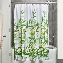 IDesign Anzu Tenda da doccia, Tenda per vasca da bagno 183,0 cm x 183,0 cm, Tenda in poliestere lavabile con motivo floreale, Poliestere verde