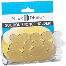 IDesign Pebblz Portaspugne, Cestino Pensile Spugne, Pagliette e Molto Altro, Porta Spugne Cucina con Ventose, Plastica Nero/Grigio