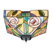 Lighting - 2 luci medie a filo soffitto bronzo scuro chiaro, vetro stile Tiffany, E27 - Interiors 1900