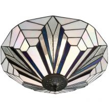 Interiors 1900 - Interiors Astoria - Grand plafonnier à 2 ampoules au fini bronze foncé, verre de style Tiffany, E27