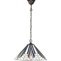 Interiors Astoria - Sospensione A Soffitto 1 Luce Media Bronzo Scuro, Vetro Stile Tiffany, E27