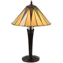 Interiors Dark Star - Lampada Da Tavolo Piccola 1 Luce Nera, Vetro Stile Tiffany, E14