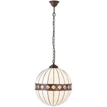 Interiors 1900 - Interiors Fargo - Lampadario a sospensione con globo medio 1 luce bronzo scuro, vetro Tiffany, attacco E27