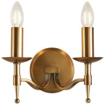 Interiors 1900 - Interiors - Lampada da parete a doppia candela per interni a 2 luci in ottone antico, E14