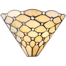 Interiors Pearl - 1 Lampada da parete per interni in bronzo scuro con vetro Tiffany, E14