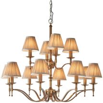 Interiors 1900 - Interiors Stanford Antique Brass - Lampadario a 12 luci multibraccio con finitura in ottone anticato, attacco E14
