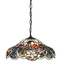Interiors Sullivan - Sospensione A Soffitto 1 Luce Media Bronzo Scuro, Vetro Tiffany, Attacco E27