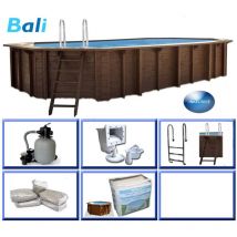 Holz Schwimmbad Bali Blau 840x490x136 cm - Interline Summer