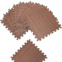 MONZANA 8x Wood Effect EVA Foam Interlocking Floor Mats 45x45cm Non-Slip Brown Beige