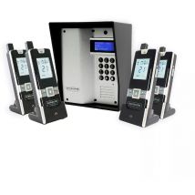 Ultra Secure - Interphone 600 mètres sans-fil longue portée autonome digicode écran lcd - UltraCOM3 argenté visière noire + 4 combinés