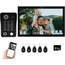 Gotrays - Interphone vidéo filaire pour appartement, sonnette vidéo 1080p avec moniteur tactile de 25,4 cm, prend en charge les empreintes digitales,