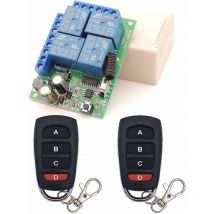 Interrupt de télécommande Universel, récept de Relais RF AC 230V/220V 10A 4CH 433Mhz avec 2 émetts pour Mot, Porte de Garage, lumière, Rideau