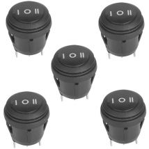 Ej.life - Interrupteur à Bascule, 5Pcs spst Snap-in on/off/on 3 Broches 3 Positions Interrupteur à Bascule à Enclenchement Rond 10A / 125V 6A / 250V