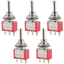 Laoa - Interrupteur à bascule miniature MTS-103, on-off-on spdt, 3 broches, 2A 250V, 5A 120V, 5 pièces