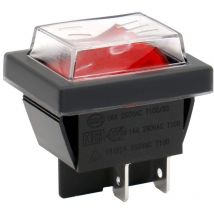 Interrupteur à bascule ON-OFF DPST 4 bornes lumière rouge 16A 250VAC avec couvercle étanche (1)