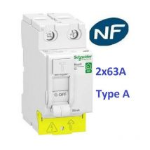 Disjoncteur 1P+N 2A - 10A - 16A - 20A - 32A et Interrupteur dif a ou ac 2x40A ou 2x63A Schneider Rési9-XP Matériel: Inter Diff a 2x63A
