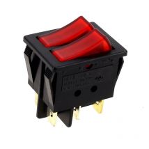 Interrupteur double 6 cosses rouge - radiateur Calor