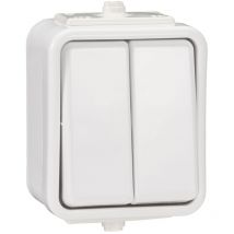 Interrupteur double allumage étanche IP44 saillie blanc cedar schneider
