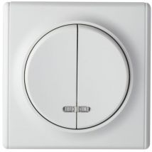 Warm-on - Interrupteur double, simple allumage, témoin led, 1 voie, encastré, avec plaque de finition Florence - blanc