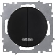 Interrupteur double, simple allumage, témoin lumineux led, 1 voie - noir