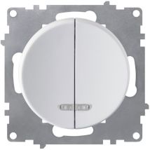 Interrupteur double, simple allumage, témoin lumineux led, 1 voie - blanc