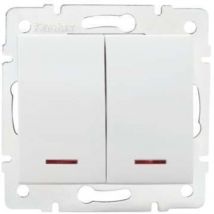 Interrupteur Encastrable Double avec Voyant Lumineux led logi Blanc