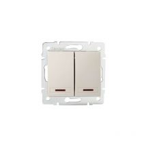 Interrupteur Encastrable Double avec Voyant Lumineux led domo Crème