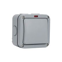 Interrupteur extérieur étanche - Interrupteur de commande - Voyant lumineux - 20A - IP65 adapté pour jardin, atelier, balcon, gris