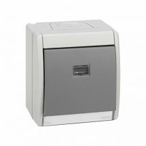 Interrupteur gris 10ax 250v avec IP55 lumineux Simon 44 Aqua 4490204-035
