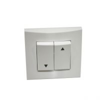 Interrupteur inverseur blanc volet roulant position fixe encastré borne auto fixation vis avec plaque Alternative Elec AE52018-P