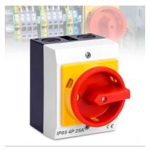Interrupteur sectionneur rotatif en boitier 25A - 4 p, interrupteur rotatif pour connecter des interrupteurs et déconnecter des petits circuits