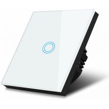 Csparkv - Interrupteur tactile simple verre blanc avec bouton rond dimensions 86x86mm avec éclairage de bouton