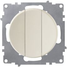 Interrupteur triple, simple allumage, témoin lumineux led, 1 voie, encastré, sans plaque de finition - beige