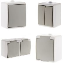 Zenitech - Interrupteur va et vient étanche + prise 2P+T + double va et vient + double prise