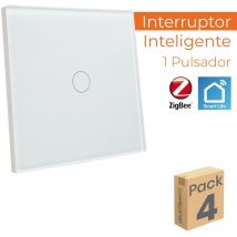 Led Atomant Sl - Interruptor Inteligente de Cristal ZigBee Sin o Con Cable Neutro Pack 4 Ud.