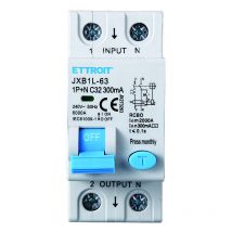 Ettroit - interruptor magnetotérmico diferencial para carril din 2 módulos 1P+N 32A C32 240V 300mA 6KA