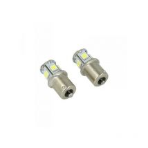 Carall - 24V Lampada Led Canbus BA15S G18,5 R5W Colore Blu Piedi Dritti 8 Smd 5050 Per Camion Bus Barca
