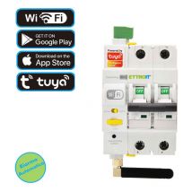 Interruttore magnetotermico smart wifi 2P 16A riarmo automatico tramite app tuya 3DIN