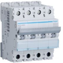 Interrupteur magnétothermique Hager 4P 25A 6KA c 4 modules MCA425