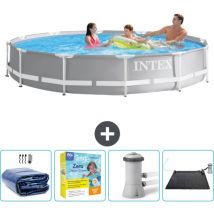 Pool mit rundem Prismenrahmen – 366 x 76 cm – Grau – im Lieferumfang enthalten Accessoire CB11 - Intex