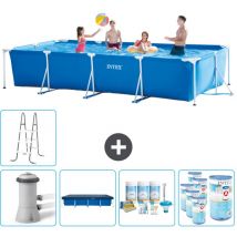 Intex-Schwimmbecken mit rechteckigem Rahmen – 450 x 220 x 84 cm – Blau – Inklusive Zubehör CB20