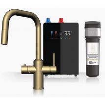 INTU Monarch Brushed Gold 4 In 1 Square Pull Down Filtered Boiling Water Tap Nexus & Pro Filter